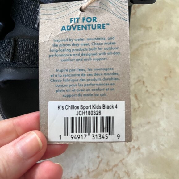 NWT Chaco Sz 4 Kids Chillos Sport Sandals in Black Adjustable Fit - Picture 6 of 7